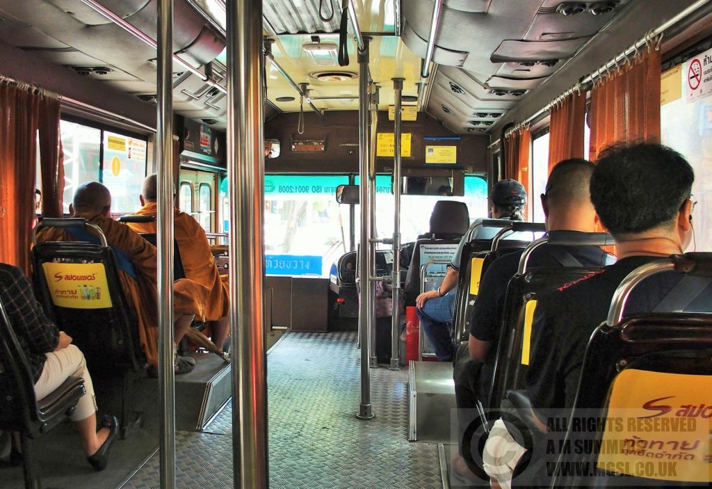 On board a 36 bus - note the monk near the front, in the reserved Monk seat!